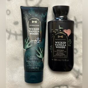 🖤 Wicked Vanilla Woods Body Wash & Lotion Set – Bath & Body Works 🎃✨ Sealed!